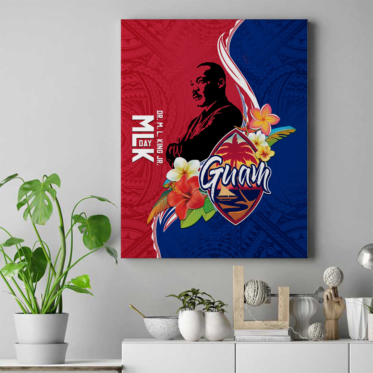 Guam Martin Luther King Jr Day Canvas Wall Art LT05 Red - Polynesian Pride