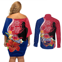 Guam Martin Luther King Jr Day Couples Matching Off Shoulder Short Dress and Long Sleeve Button Shirt LT05 - Polynesian Pride