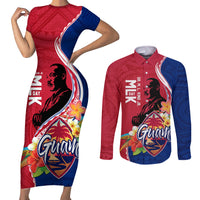Guam Martin Luther King Jr Day Couples Matching Short Sleeve Bodycon Dress and Long Sleeve Button Shirt LT05 Red - Polynesian Pride
