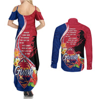 Guam Martin Luther King Jr Day Couples Matching Summer Maxi Dress and Long Sleeve Button Shirt LT05 - Polynesian Pride