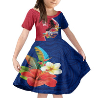 Guam Martin Luther King Jr Day Family Matching Off Shoulder Maxi Dress and Hawaiian Shirt LT05 Daughter's Dress Red - Polynesian Pride