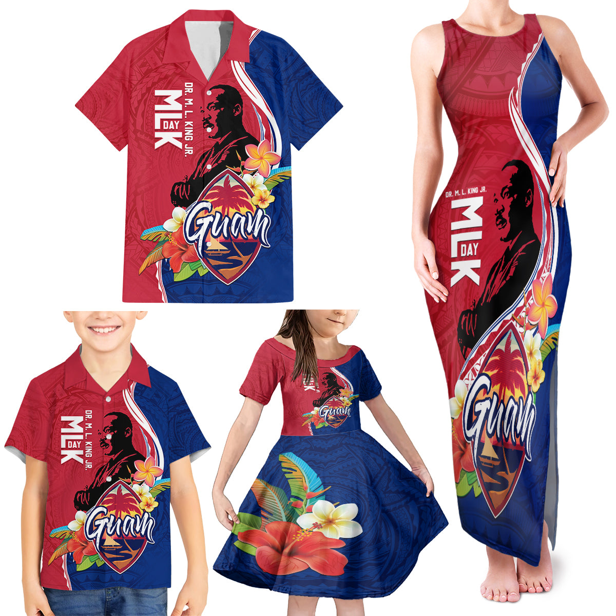 Guam Martin Luther King Jr Day Family Matching Tank Maxi Dress and Hawaiian Shirt LT05 - Polynesian Pride