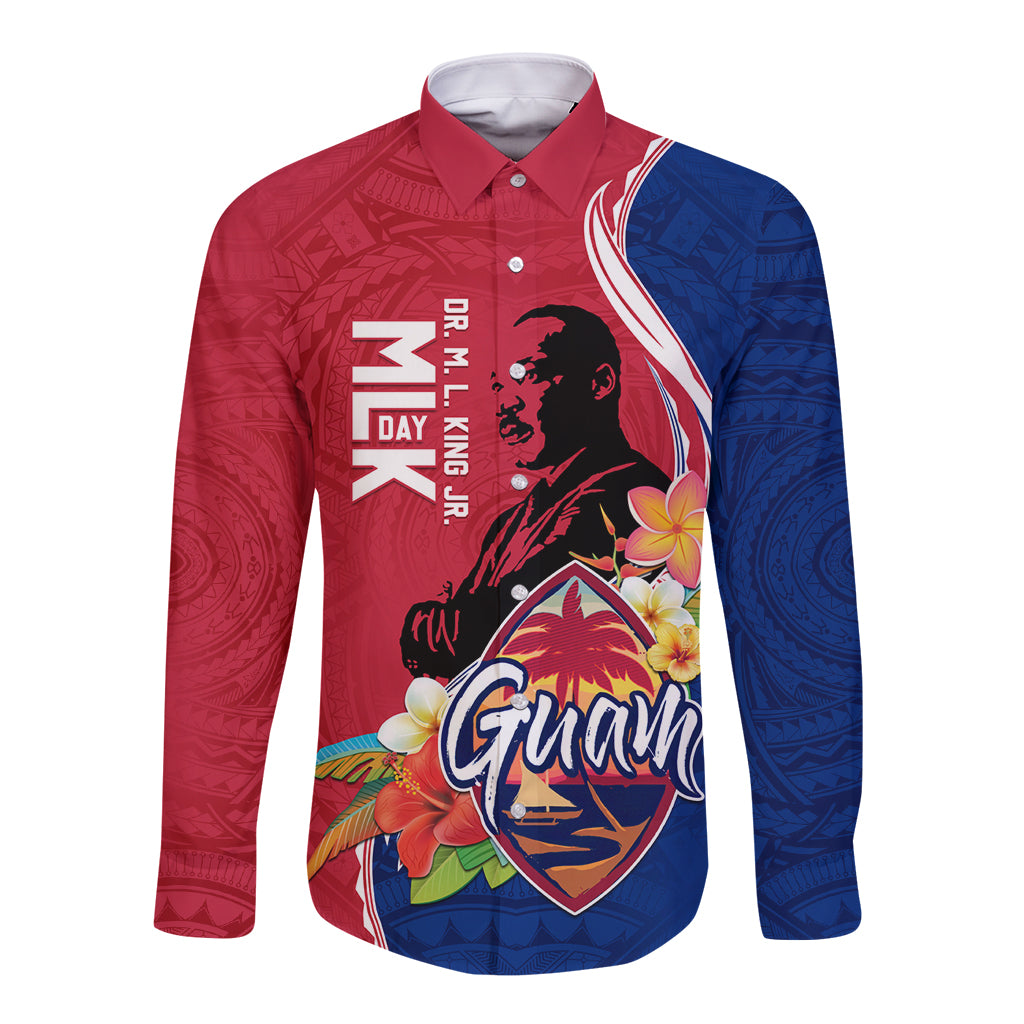 Guam Martin Luther King Jr Day Long Sleeve Button Shirt LT05 Unisex Red - Polynesian Pride