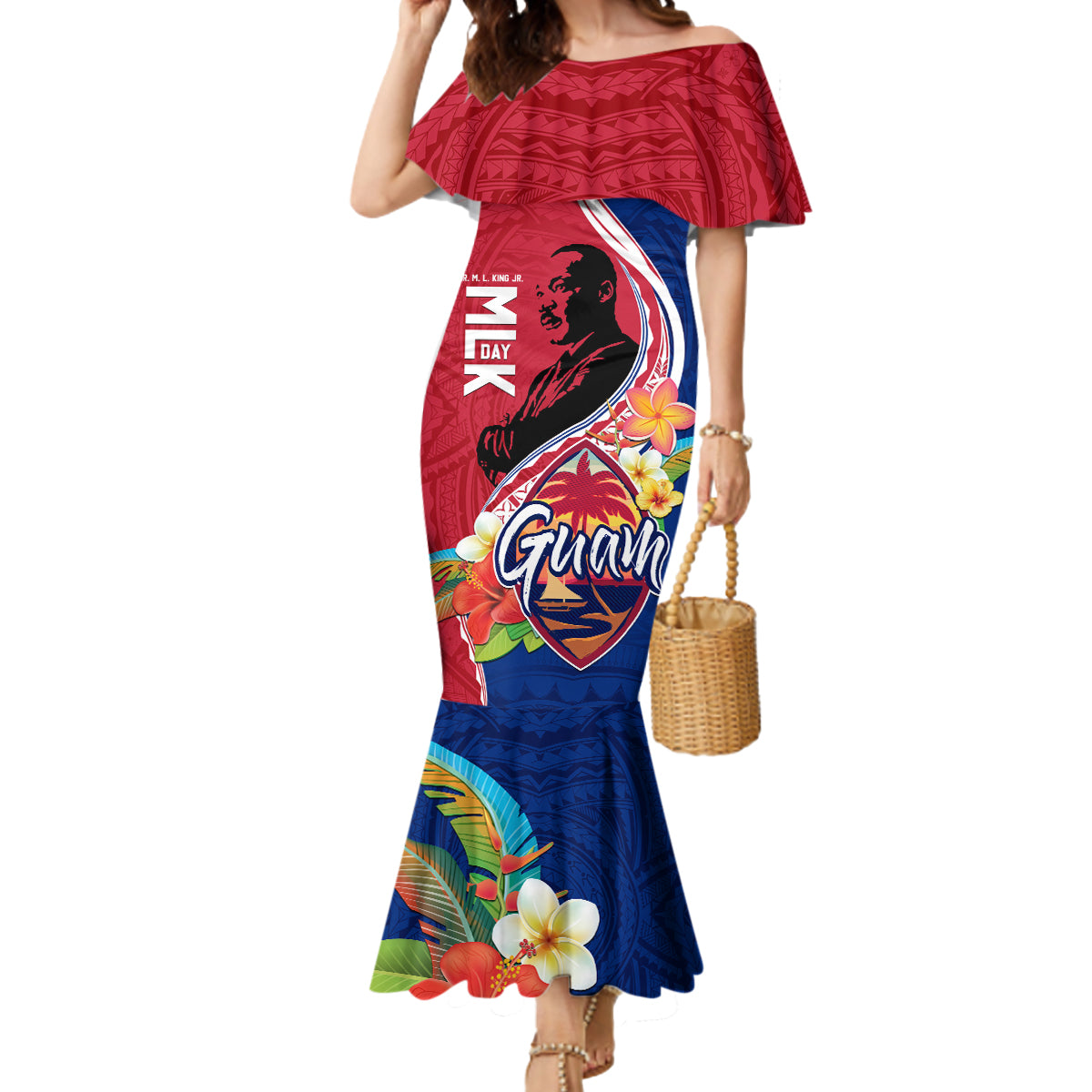 Guam Martin Luther King Jr Day Mermaid Dress LT05 Women Red - Polynesian Pride