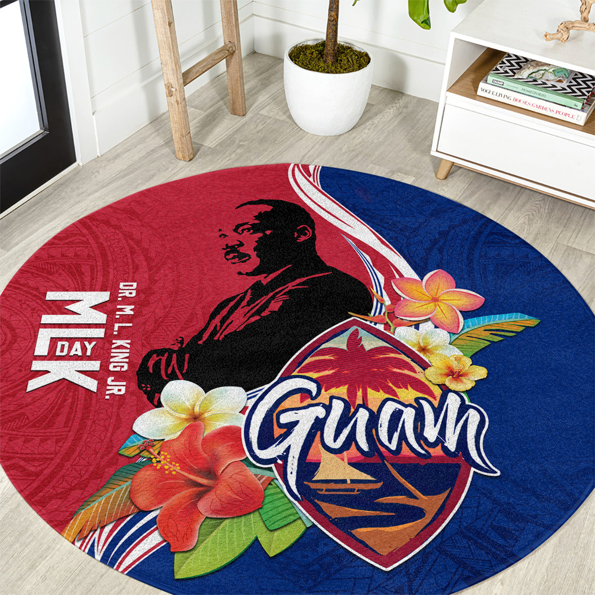 Guam Martin Luther King Jr Day Round Carpet LT05 Red - Polynesian Pride