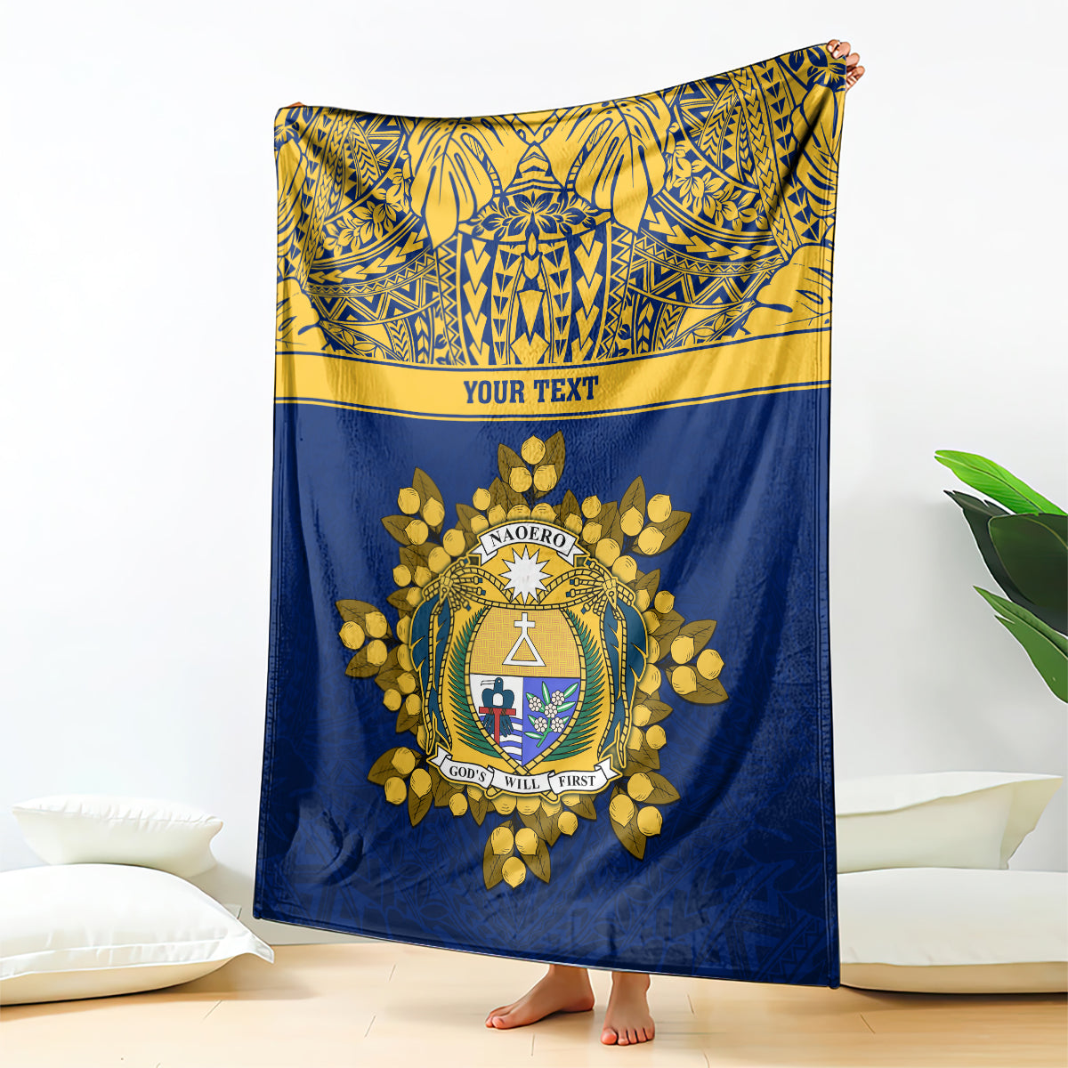 Repubrikin Naoero Independence Day Blanket Tamanu With Coat Of Arms LT05 Yellow - Polynesian Pride