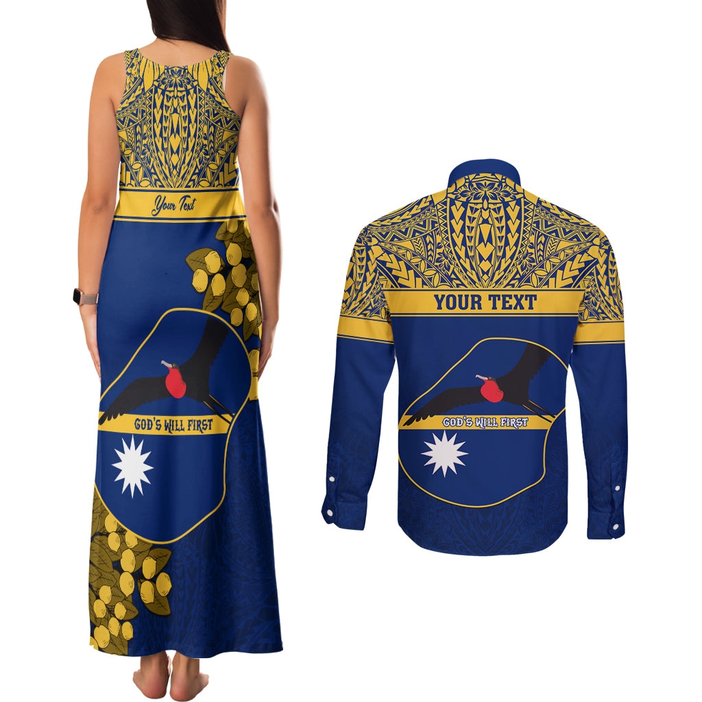 Personalised Repubrikin Naoero Independence Day Couples Matching Tank Maxi Dress and Long Sleeve Button Shirt Tamanu With Coat Of Arms LT05 - Polynesian Pride