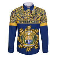 Personalised Repubrikin Naoero Independence Day Family Matching Off Shoulder Maxi Dress and Hawaiian Shirt Tamanu With Coat Of Arms LT05 Dad's Shirt - Long Sleeve Yellow - Polynesian Pride