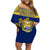 Personalised Repubrikin Naoero Independence Day Off Shoulder Short Dress Tamanu With Coat Of Arms LT05 Women Yellow - Polynesian Pride