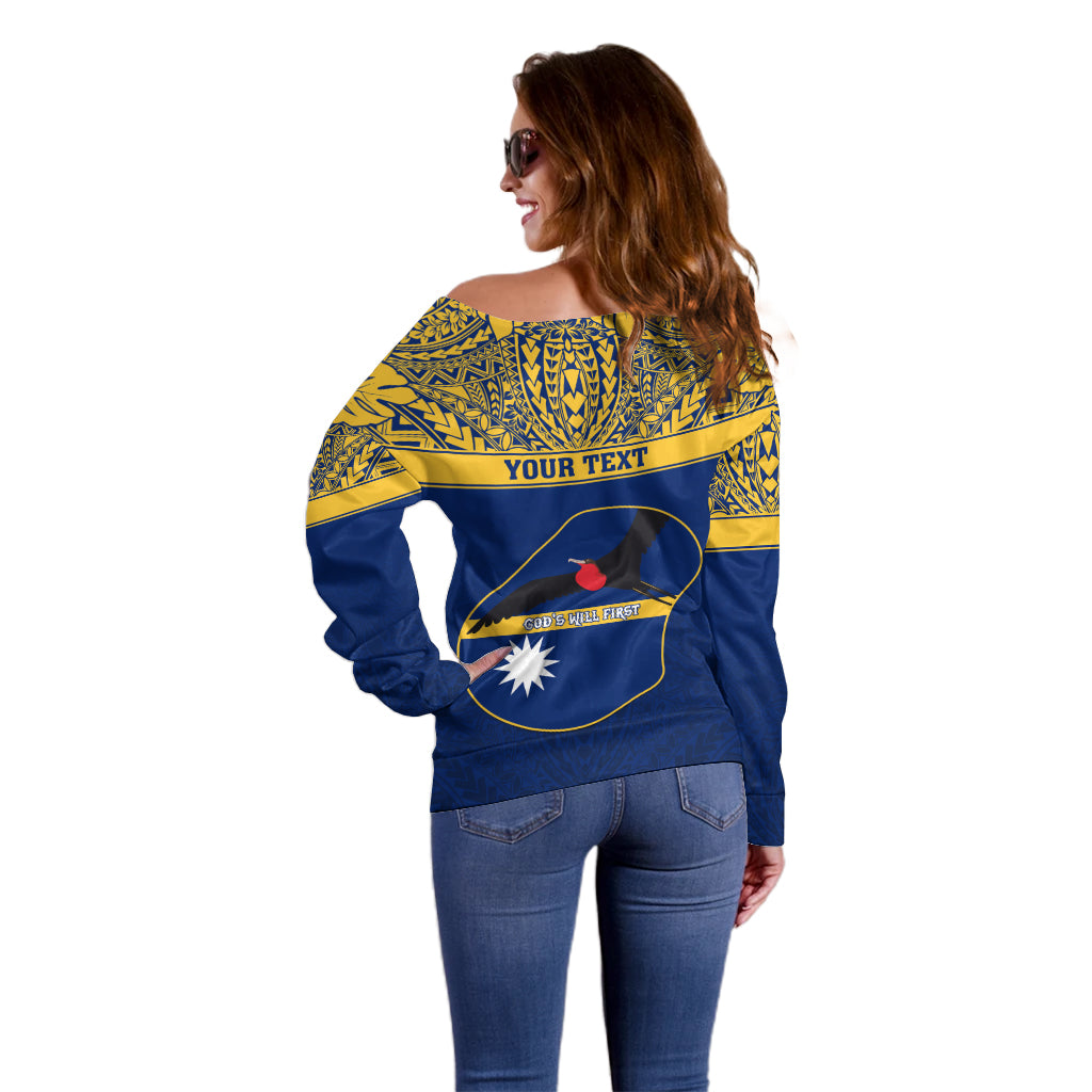 Personalised Repubrikin Naoero Independence Day Off Shoulder Sweater Tamanu With Coat Of Arms LT05 - Polynesian Pride