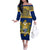 Personalised Repubrikin Naoero Independence Day Off The Shoulder Long Sleeve Dress Tamanu With Coat Of Arms LT05 Women Yellow - Polynesian Pride