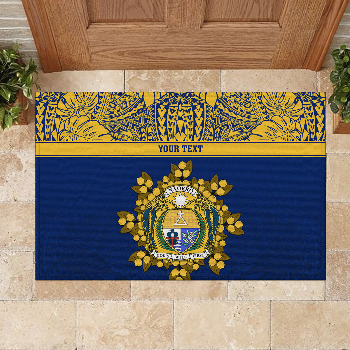 Repubrikin Naoero Independence Day Rubber Doormat Tamanu With Coat Of Arms LT05 - Polynesian Pride