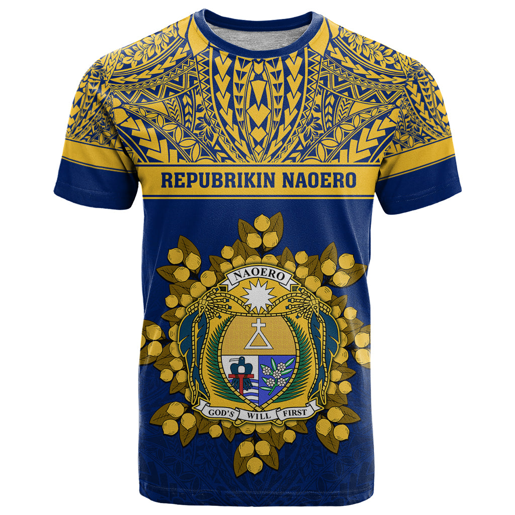 Personalised Repubrikin Naoero Independence Day T Shirt Tamanu With Coat Of Arms LT05 Yellow - Polynesian Pride