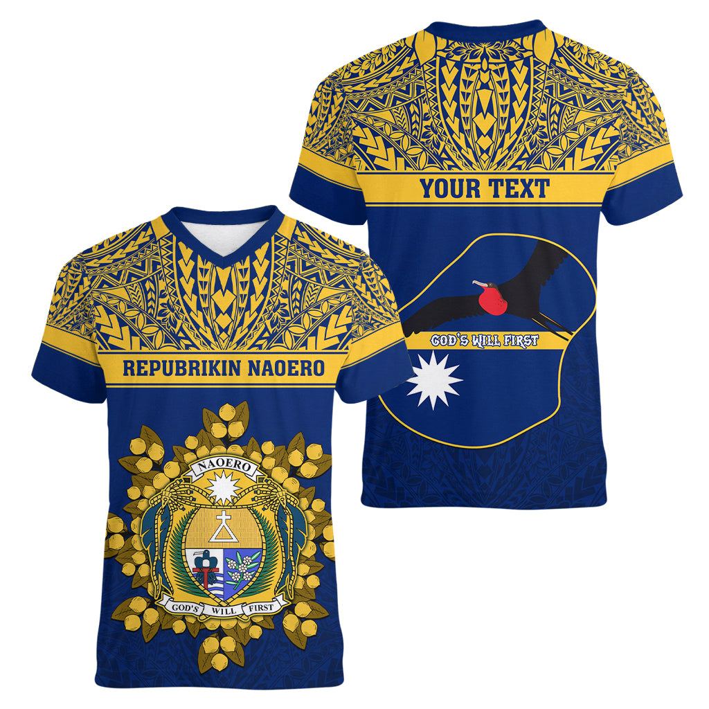 Personalised Repubrikin Naoero Independence Day Women V Neck T Shirt Tamanu With Coat Of Arms LT05 - Polynesian Pride