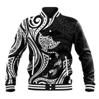 Hawaii Manta Ray Baseball Jacket Polynesian Art Tattoo LT05 Unisex Black - Polynesian Pride