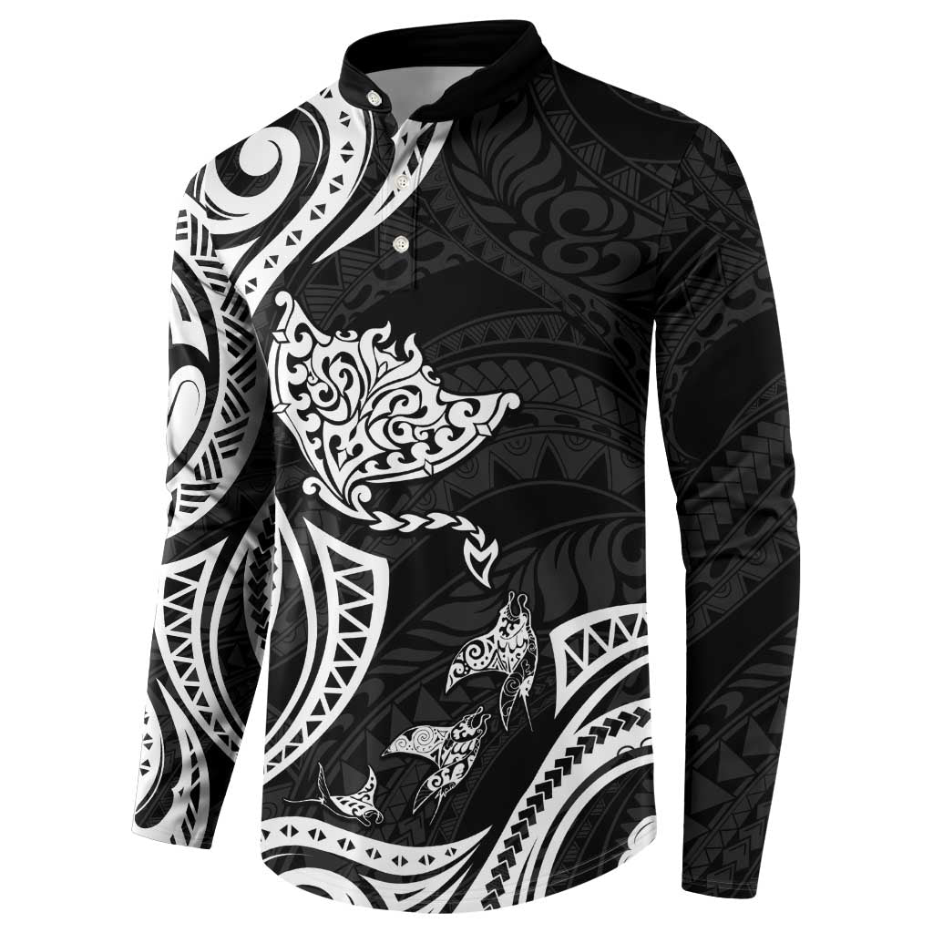 Hawaii Manta Ray Button Sweatshirt Polynesian Art Tattoo LT05 - Polynesian Pride