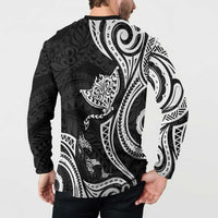 Hawaii Manta Ray Button Sweatshirt Polynesian Art Tattoo LT05 - Polynesian Pride