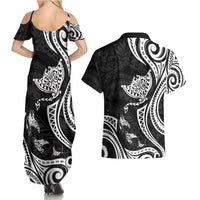 Hawaii Manta Ray Couples Matching Summer Maxi Dress and Hawaiian Shirt Polynesian Art Tattoo LT05 - Polynesian Pride