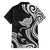 Hawaii Manta Ray Family Matching Off The Shoulder Long Sleeve Dress and Hawaiian Shirt Polynesian Art Tattoo