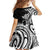 Hawaii Manta Ray Family Matching Off Shoulder Short Dress and Hawaiian Shirt Polynesian Art Tattoo