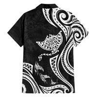 Hawaii Manta Ray Family Matching Off Shoulder Short Dress and Hawaiian Shirt Polynesian Art Tattoo