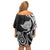 Hawaii Manta Ray Family Matching Off Shoulder Short Dress and Hawaiian Shirt Polynesian Art Tattoo