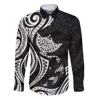 Hawaii Manta Ray Family Matching Short Sleeve Bodycon Dress and Hawaiian Shirt Polynesian Art Tattoo