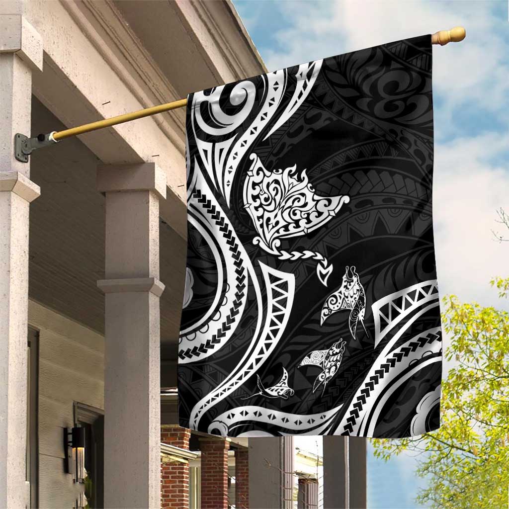 Hawaii Manta Ray Garden Flag Polynesian Art Tattoo LT05 House Flag Black - Polynesian Pride