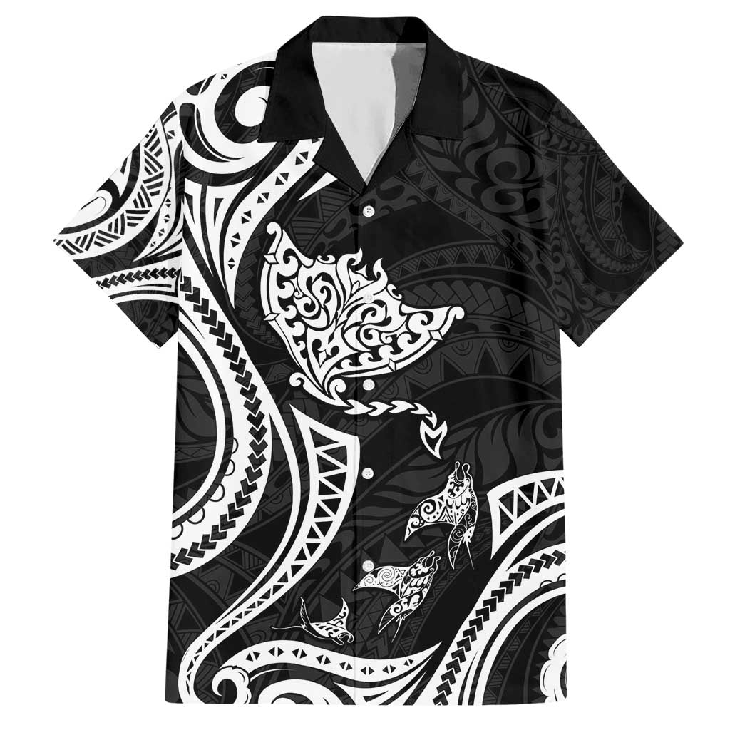 Hawaii Manta Ray Hawaiian Shirt Polynesian Art Tattoo LT05 Black - Polynesian Pride