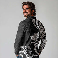 Hawaii Manta Ray Long Sleeve Polo Shirt Polynesian Art Tattoo