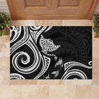Hawaii Manta Ray Rubber Doormat Polynesian Art Tattoo LT05 Black - Polynesian Pride