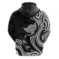 Hawaii Manta Ray Zip Hoodie Polynesian Art Tattoo