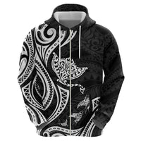 Hawaii Manta Ray Zip Hoodie Polynesian Art Tattoo