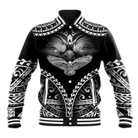 Hawaiian Hawk Baseball Jacket Polynesian Pattern Style LT05 Unisex Black - Polynesian Pride