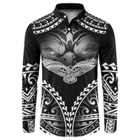 Hawaiian Hawk Button Sweatshirt Polynesian Pattern Style LT05 Black - Polynesian Pride