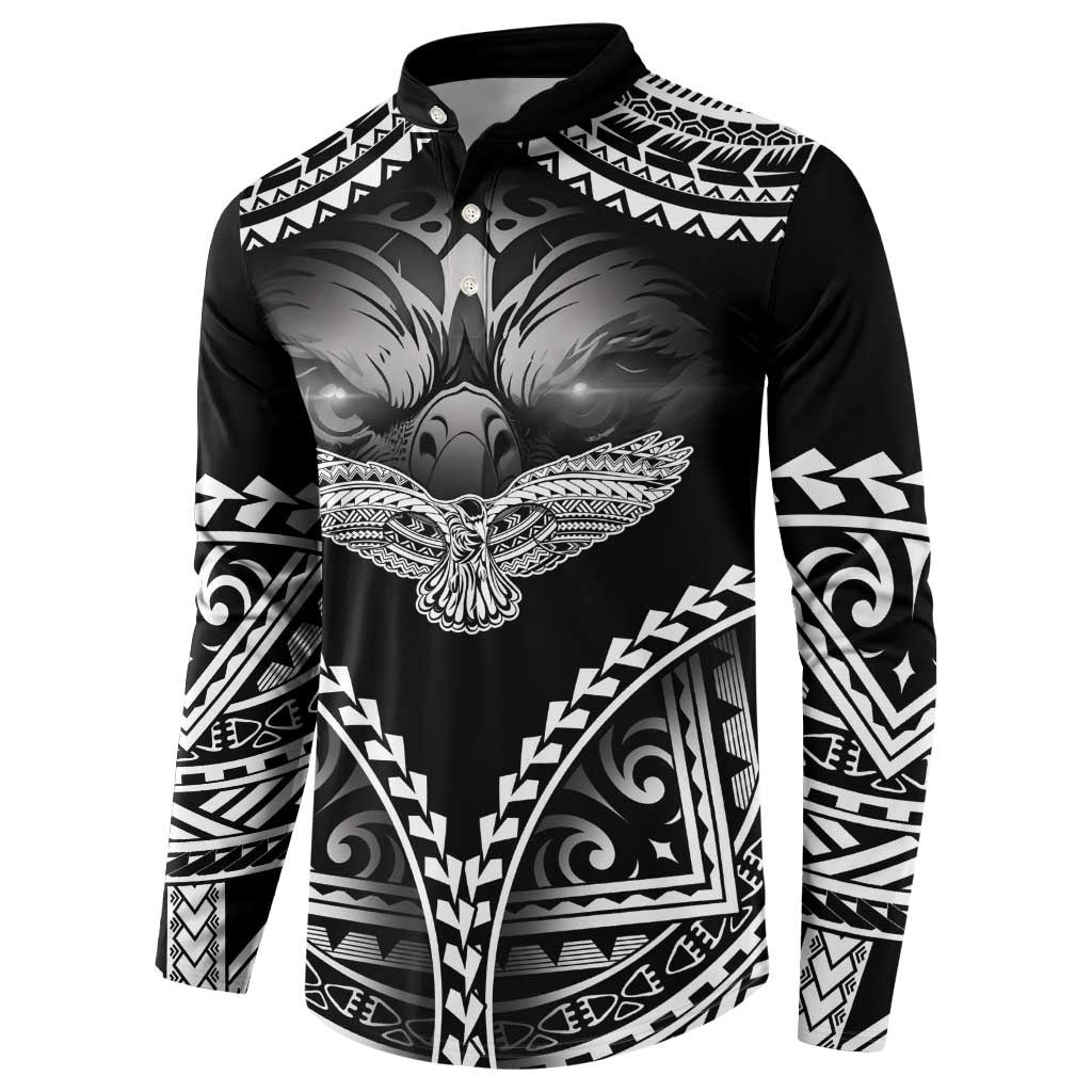 Hawaiian Hawk Button Sweatshirt Polynesian Pattern Style LT05 - Polynesian Pride