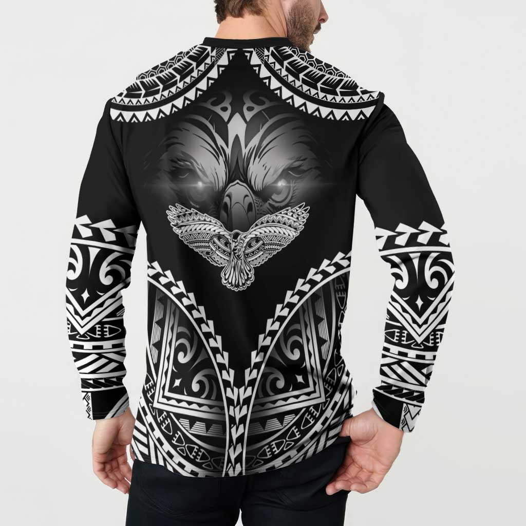 Hawaiian Hawk Button Sweatshirt Polynesian Pattern Style LT05 - Polynesian Pride