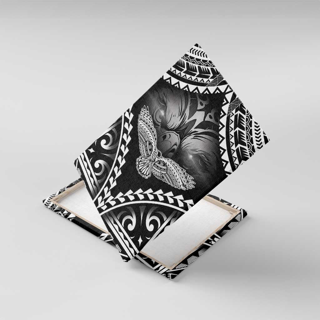 Hawaiian Hawk Canvas Wall Art Polynesian Pattern Style LT05 With Frame Black - Polynesian Pride