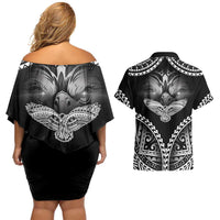 Hawaiian Hawk Couples Matching Off Shoulder Short Dress and Hawaiian Shirt Polynesian Pattern Style LT05 - Polynesian Pride