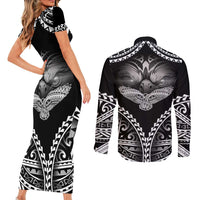 Hawaiian Hawk Couples Matching Short Sleeve Bodycon Dress and Long Sleeve Button Shirt Polynesian Pattern Style LT05 - Polynesian Pride