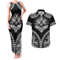 Hawaiian Hawk Couples Matching Tank Maxi Dress and Hawaiian Shirt Polynesian Pattern Style LT05 Black - Polynesian Pride