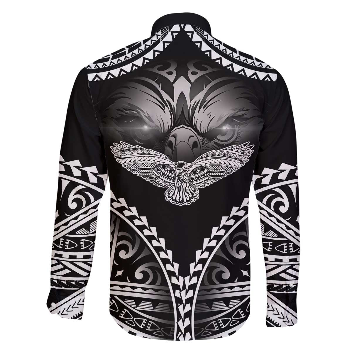 Hawaiian Hawk Family Matching Off The Shoulder Long Sleeve Dress and Hawaiian Shirt Polynesian Pattern Style