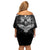 Hawaiian Hawk Family Matching Off Shoulder Short Dress and Hawaiian Shirt Polynesian Pattern Style