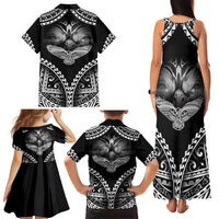 Hawaiian Hawk Family Matching Tank Maxi Dress and Hawaiian Shirt Polynesian Pattern Style