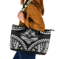 Hawaiian Hawk Leather Tote Bag Polynesian Pattern Style LT05 Black - Polynesian Pride