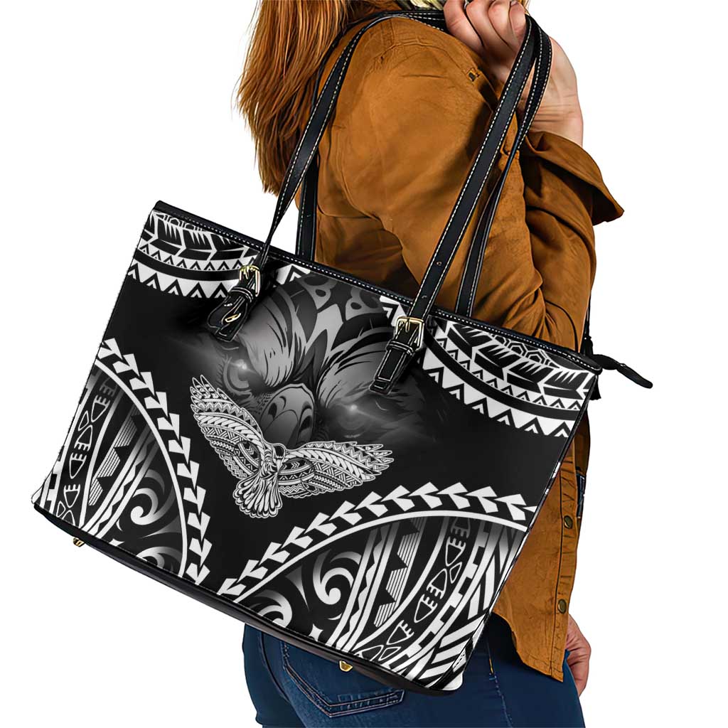 Hawaiian Hawk Leather Tote Bag Polynesian Pattern Style LT05 - Polynesian Pride