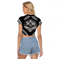 Hawaiian Hawk Raglan Cropped T Shirt Polynesian Pattern Style LT05 - Polynesian Pride