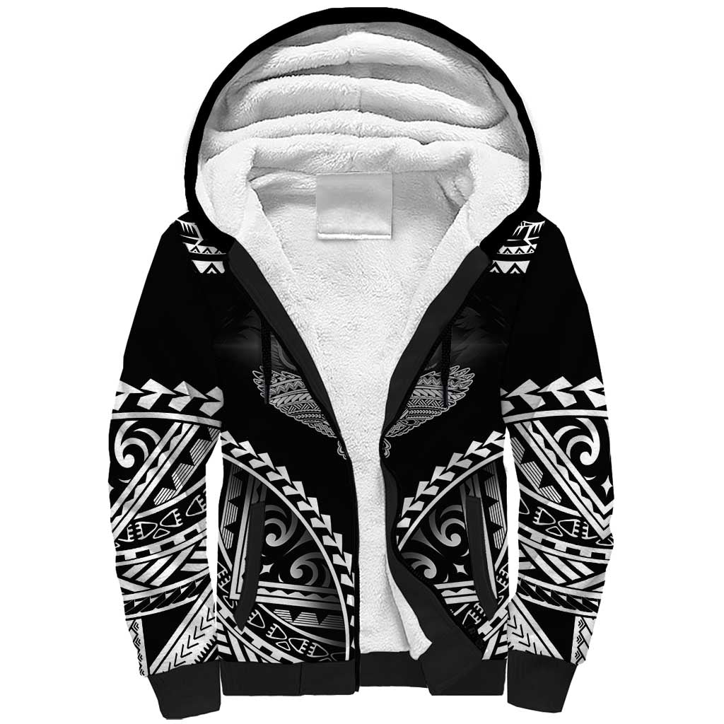 Hawaiian Hawk Sherpa Hoodie Polynesian Pattern Style LT05 Unisex Black - Polynesian Pride