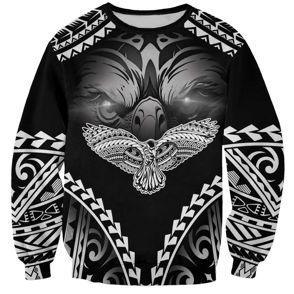 Hawaiian Hawk Sweatshirt Polynesian Pattern Style LT05 Unisex Black - Polynesian Pride
