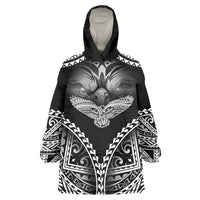 Hawaiian Hawk Wearable Blanket Hoodie Polynesian Pattern Style LT05 One Size Black - Polynesian Pride